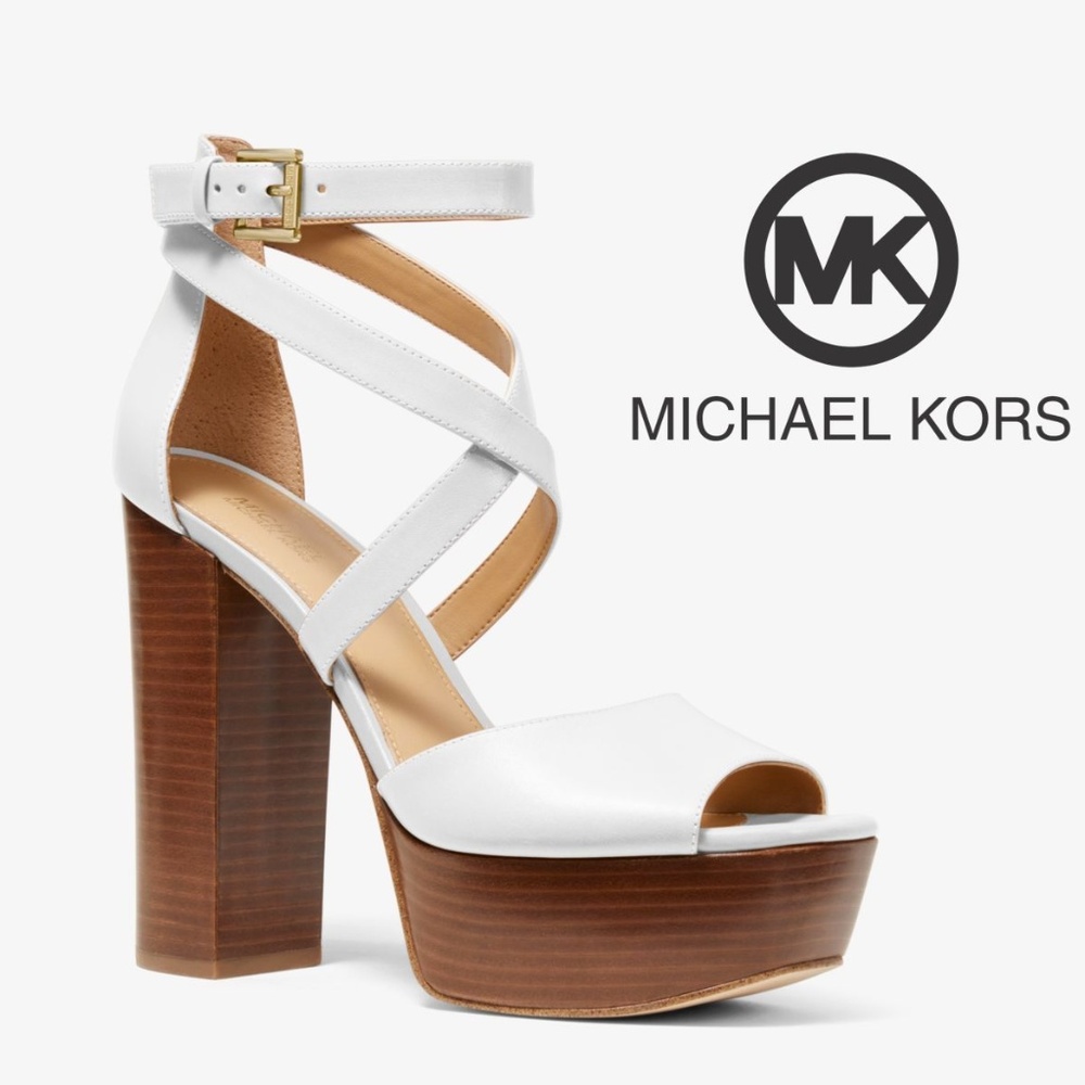 Michael Kors Platform High Heels Sandals White 9.5